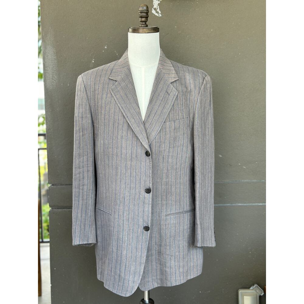 Donna Karan Made in Italy Men’s 44R Wool Gray Pinstripe Sport Coat Blazer Jacket